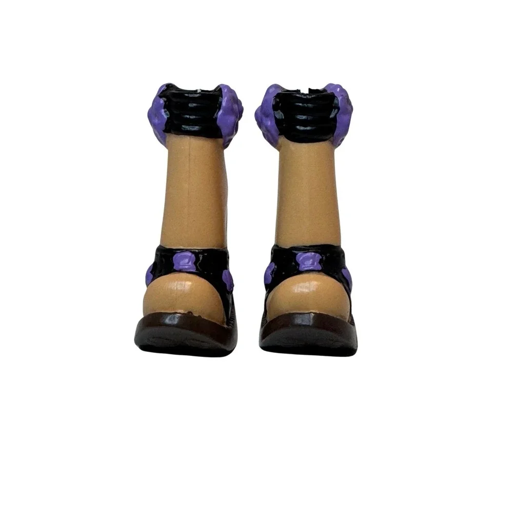 Barbie My Scene Doll High Heel Sandals Shoes Purple Black Ankle Strap‎ Open Toe